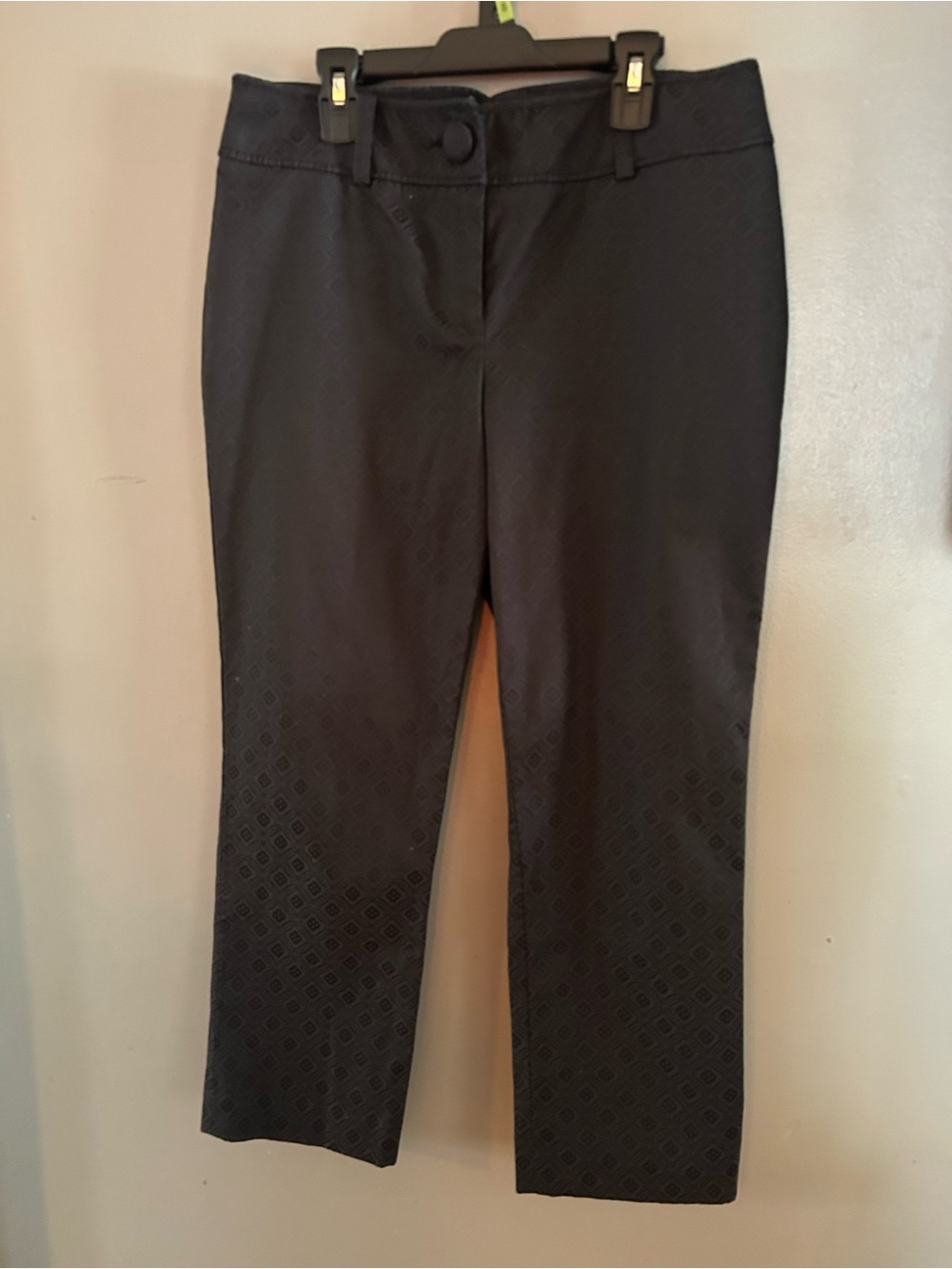 Ann Taylor Pants - black/blue jaquard textured “Margo”